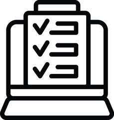 Poster - Customer service page icon outline vector. Solved questions checklist. FAQ information tips