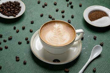 Wall Mural - Steaming cup of cappuccino topped with foam