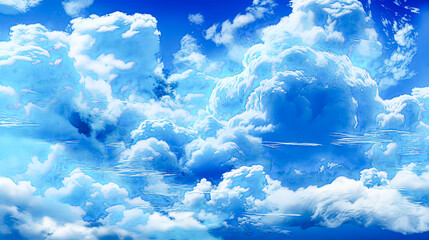 Wall Mural - A beautiful blue sky with clouds and a calm ocean