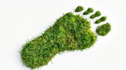 Poster - A foot made of grass is on a white background