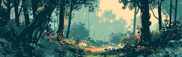 Poster - A forest scene with trees and a path
