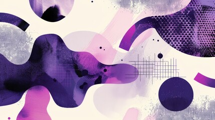 Aufkleber - A colorful abstract painting with purple and white swirls and splatters. The painting has a dreamy, whimsical feel to it