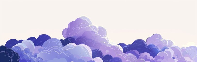 Poster - A sky with many clouds of different sizes and colors. The sky is mostly blue with some purple clouds