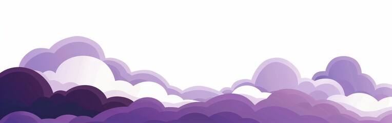 Poster - A purple sky with clouds and a white background. The sky is filled with clouds of different sizes and shapes, creating a sense of depth and movement