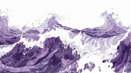 Leinwandbilder - A wave with purple and white colors. The wave is crashing against the shore, creating a sense of movement and energy. The colors of the wave and the water create a calming and serene mood