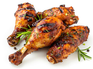 Canvas Print - A plate of four chicken legs with herbs and spices