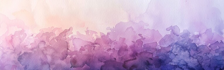 Poster - A watercolor painting of a purple sky with a purple background. The sky is filled with clouds and the colors are very vibrant