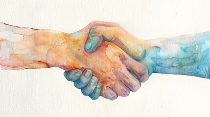 watercolor illustration of a handshake in soft pastel colors, symbolizing the sincerity and warmth o