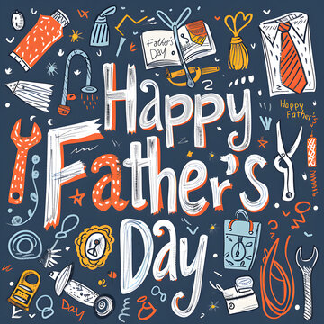 Seamless Alphabet Icons and Symbols Pattern with Arrows and Textures for Vector Wallpaper Design with the word happy father day