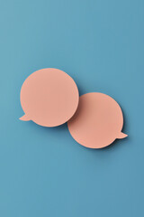 Poster - Two conversational clouds. Symbol of the need to write, ask something