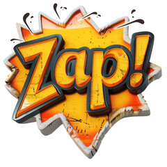 Wall Mural - 3d Comic Speech Bubble with -Zap! on transparent background