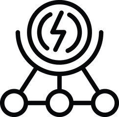 Canvas Print - Simplified black and white illustration of an energy network symbol with lightning bolt