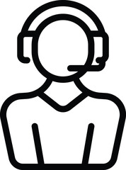 Poster - Professional customer service representative icon with headset providing support in call center and assistance. Simple, minimalistic vector symbol for online technical care