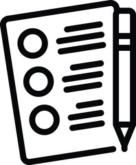 Poster - Black and white vector icon of a checklist with a pen attached