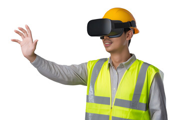 engineer wearing VR glass isolated