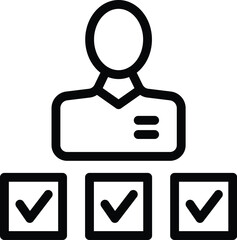 Poster - Graphic icon showcasing a person silhouette with three successful task checkmarks