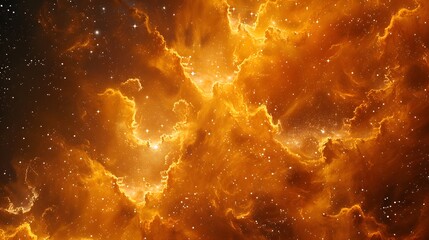 orange nebula with stars, smoke clouds, fantasy, space background
