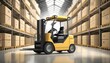 © Jame - Forklift truck in warehouse or storage loading cardboard boxes.