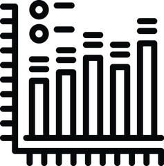 Canvas Print - Simple line art bar graph icon in black and white, perfect for business and finance design elements