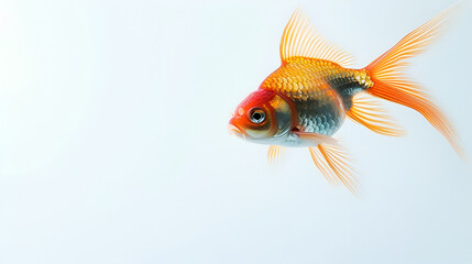 Wall Mural - Gold Fish on White Background