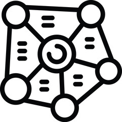 Sticker - Simple, black and white line drawing of a stylized machine learning or artificial intelligence concept icon