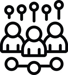 Poster - black and white icon illustrating a social network with connected people figures