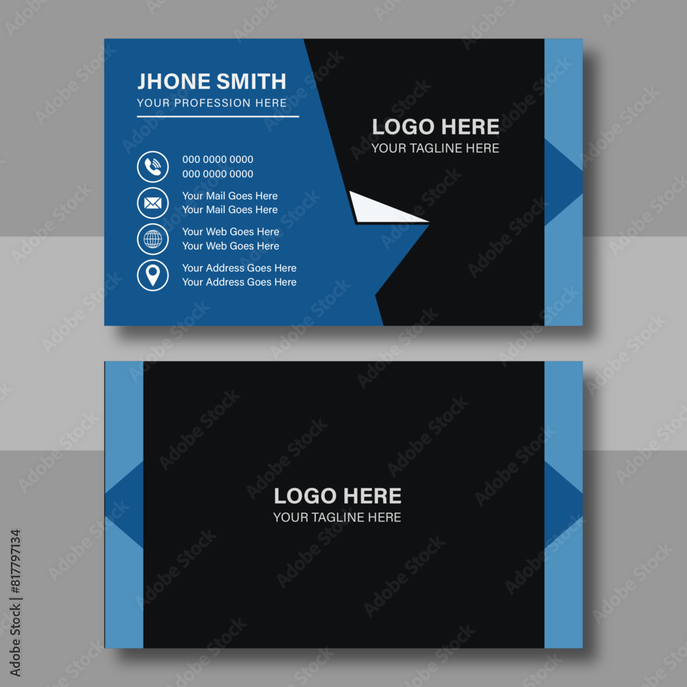 Corporate business company blue color Creative and simple business card ...