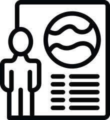 Poster - Stylized icon representing a person giving a presentation with a pie chart graphic