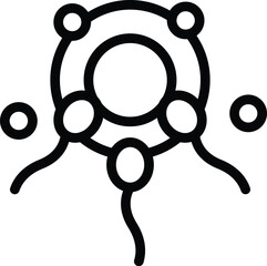 Poster - Abstract circular network icon in minimalist black and white design. Connected nodes. Simple illustration. Symbolizing connectivity. Technology. And interconnection