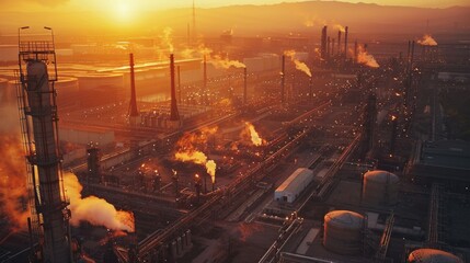 Poster - A factory releasing thick smoke, suitable for environmental or industrial concepts