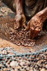 Poster - Close up of a person holding a bunch of beans, suitable for food and agriculture concepts