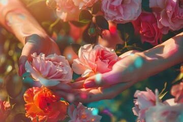 Poster - Person holding a bunch of flowers, suitable for various occasions