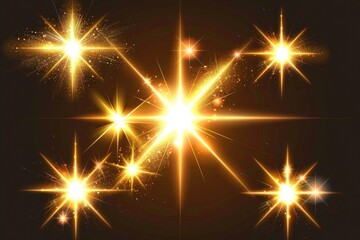 Poster - Bright glowing stars on a dark black backdrop. Perfect for backgrounds or celestial-themed designs