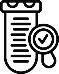 Poster - Flat black and white icon of a test tube under inspection with a magnifying glass