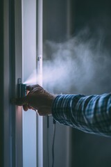 Poster - Person holding a spray gun, suitable for industrial and construction concepts