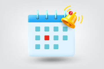 Aufkleber - Paper calendar with ringing bell. Vector 3d illustration