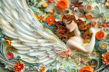 Poster - Detailed paper sculpture of a woman, ideal for creative projects