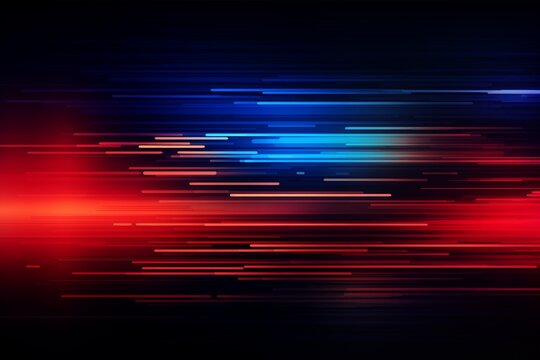 Abstract Speed and Motion Blur with Red and Blue Glowing Lights.