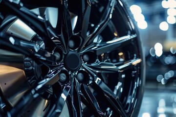 Poster - Detailed view of a car wheel, perfect for automotive industry projects