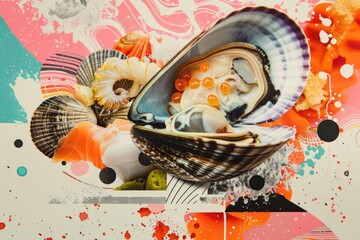 Poster - Close-up of a shell on a vibrant background. Ideal for nature or marine themed designs