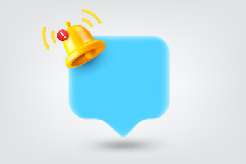 Poster - Speech cloud with notification bell. 3d vector illustration