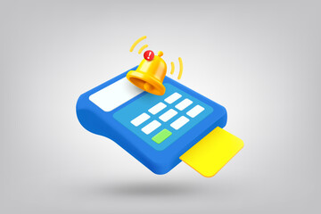 Aufkleber - Payment terminal with notification bell. 3d vector illustration