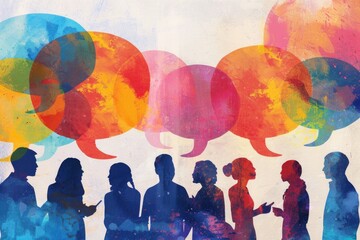 Poster - A group of people standing next to each other. Suitable for team building concepts