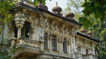 Poster - A large building with a clock on top, suitable for various design projects