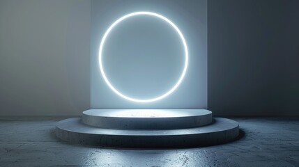 Poster - A circular light shining in a dark room, suitable for various design projects