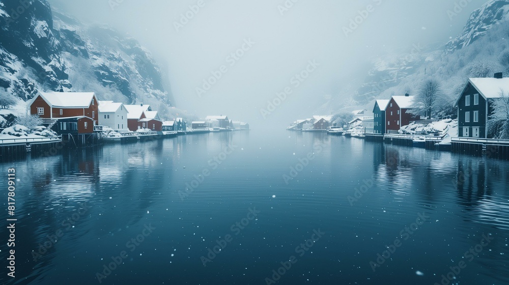 Beautiful winter scenery scandinavian village with traditional houses ... - Snowfall In Scandinavian Vacation Rentals