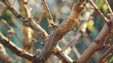 Aufkleber - Detailed close up of a tree branch. Suitable for nature and botanical themes