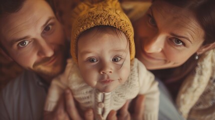 Wall Mural - A concept about family, parenthood, and babies. Parents spend happy moments with the newborn child