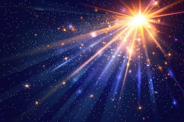 Poster - A shining star illuminating the dark night sky. Suitable for astronomy and nature concepts