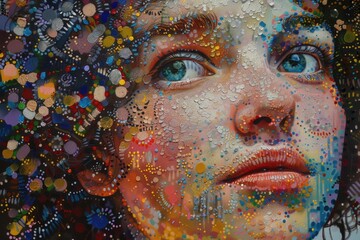 Poster - Detailed close up of a painted woman's face, suitable for art projects